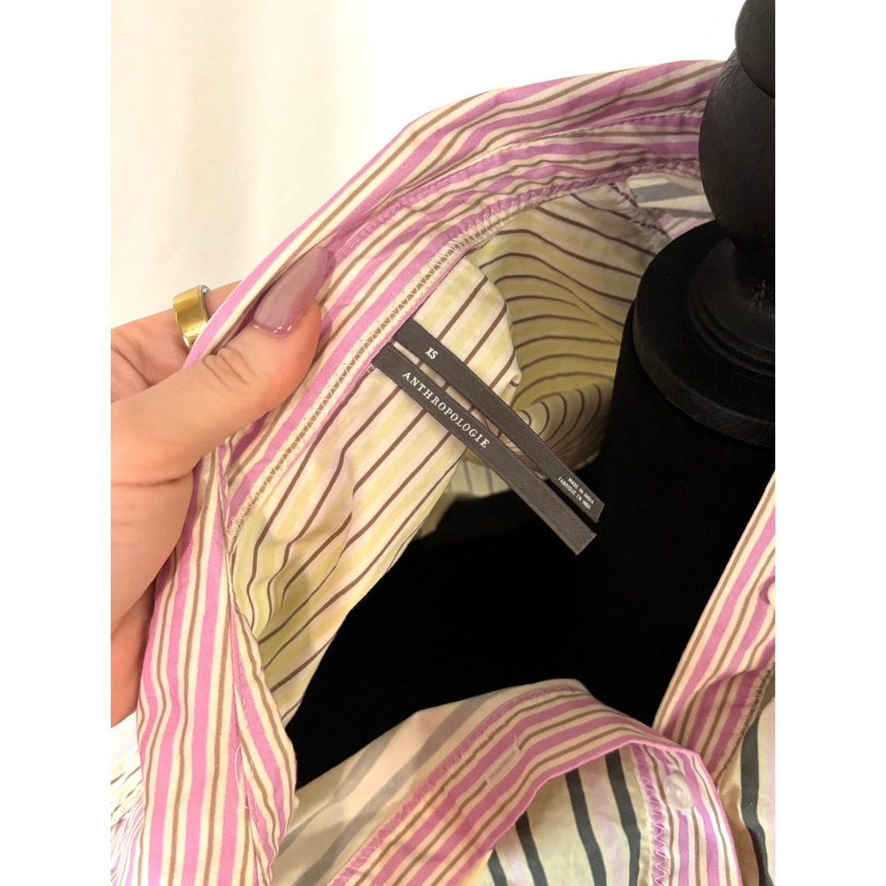 Anthropologie Drawstring Hem Button Down Shirt - Picture 7 of 8